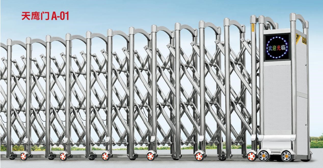 北京伸縮門安裝 不銹鋼伸縮門窄版